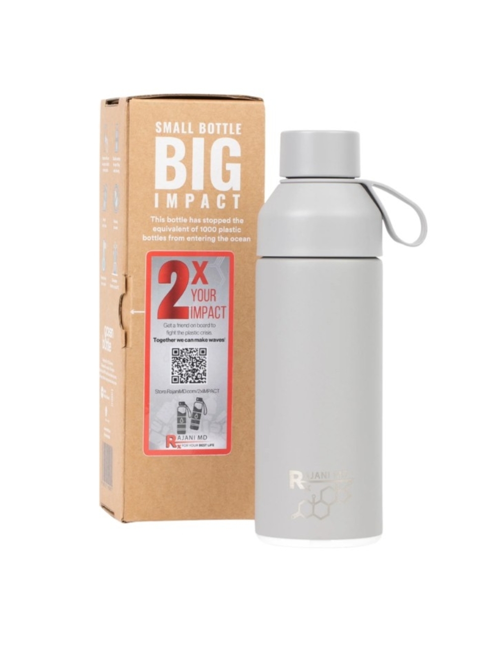 RajaniMD Ocean Bottle Grey Reusable Bottle Hot or Cold